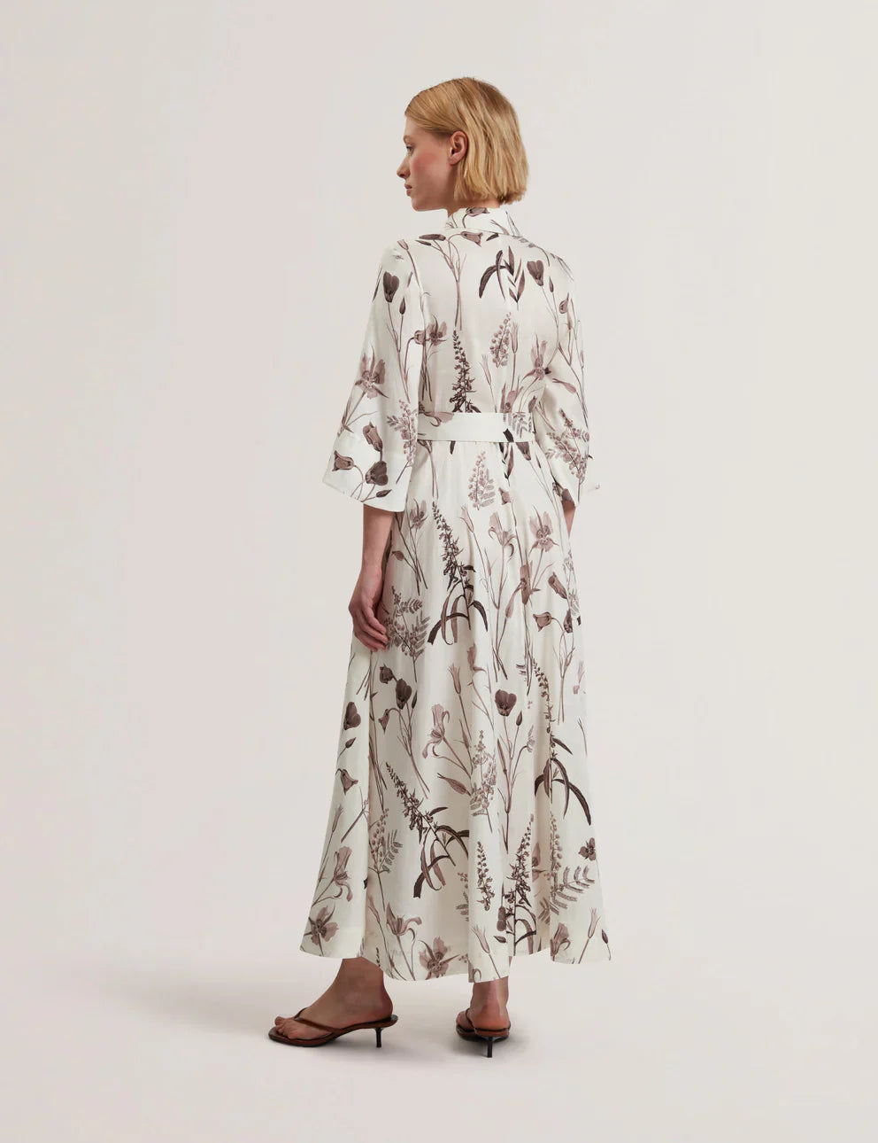 Womens LUWISA-Linen Silk Pleated Midi Dress