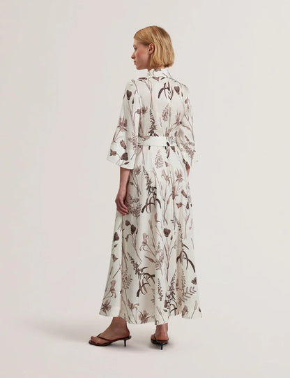 Womens LUWISA-Linen Silk Pleated Midi Dress
