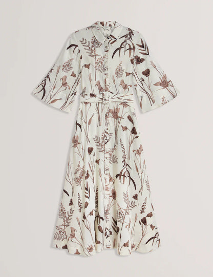 Womens LUWISA-Linen Silk Pleated Midi Dress