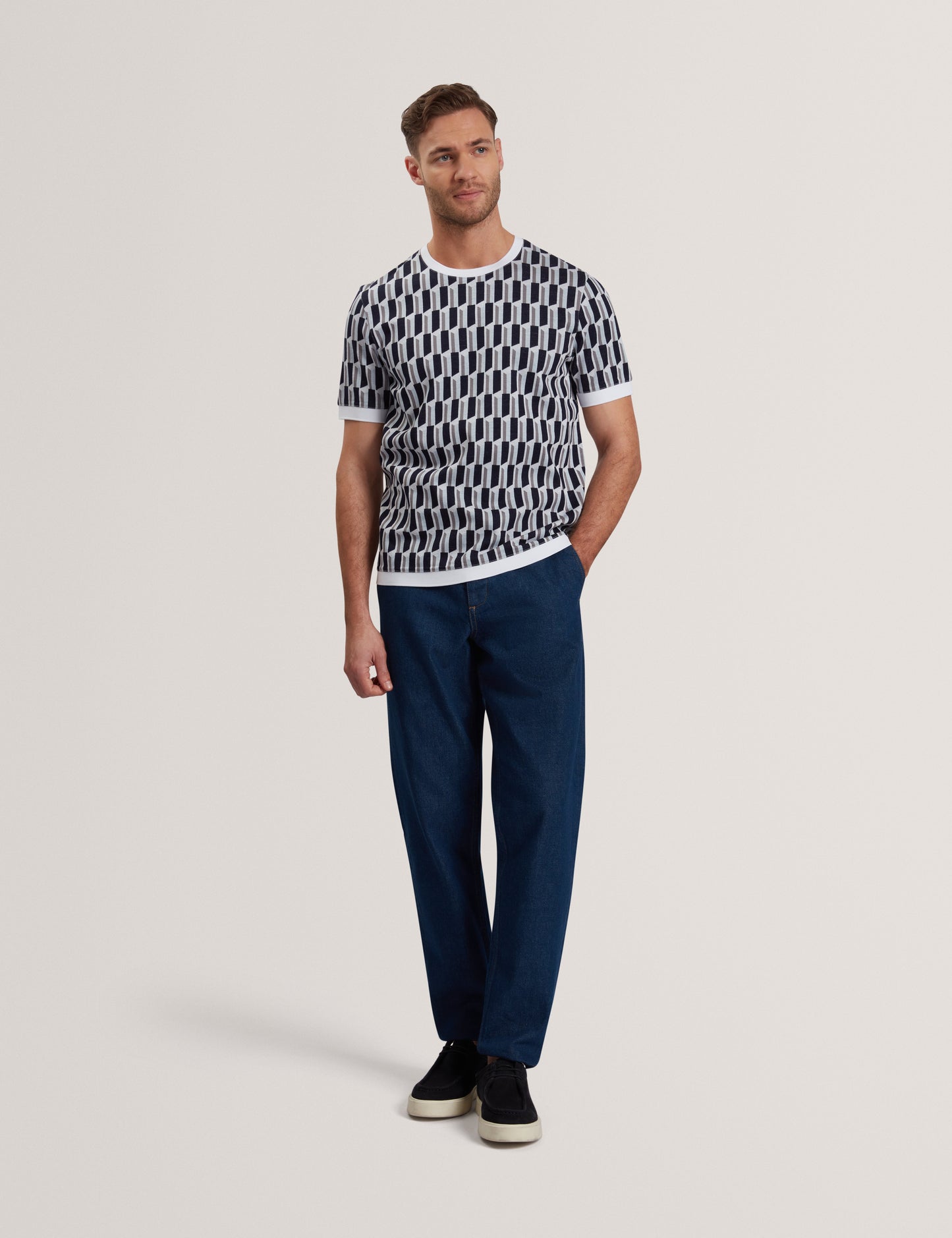 Men's MARVINS-SS Jacquard Stripe Geo T-Shirt