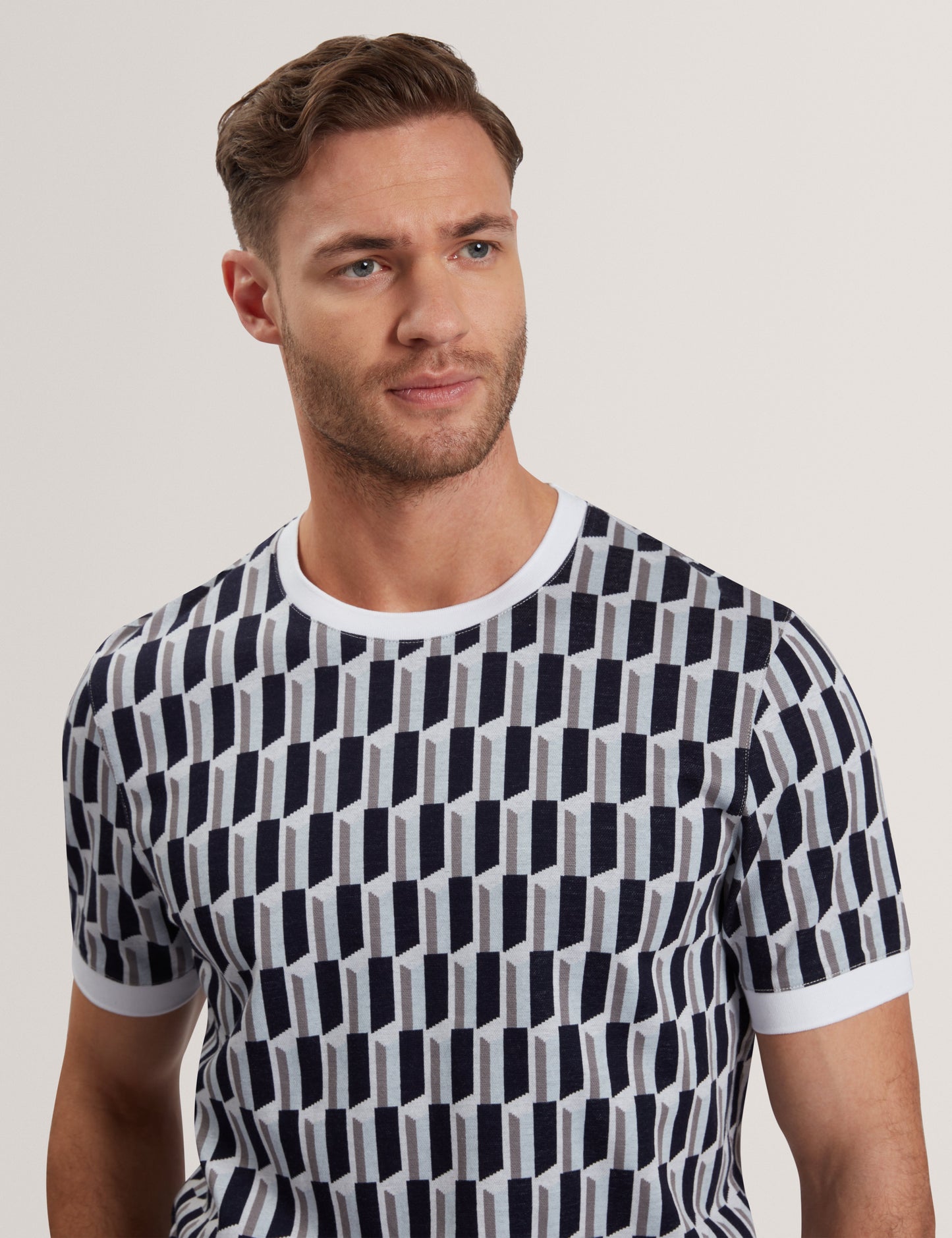 Men's MARVINS-SS Jacquard Stripe Geo T-Shirt