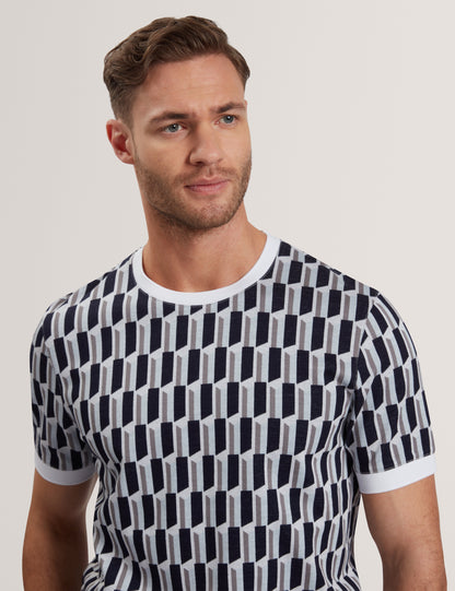 Men's MARVINS-SS Jacquard Stripe Geo T-Shirt