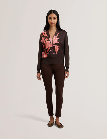 Women's MATIINA-Printed Woven Front Zipped Cardigan