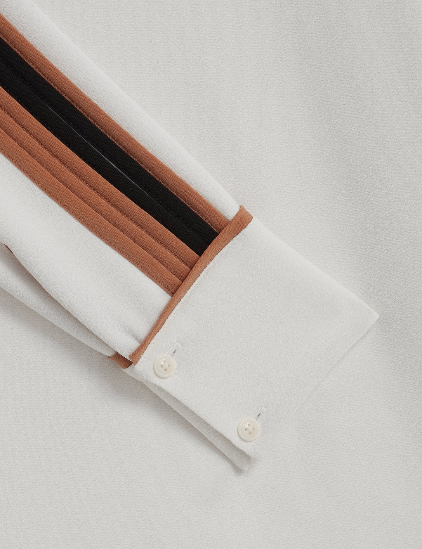 Women's MEARIM-Piping Detail Long Sleeve Mid Dress Ivory