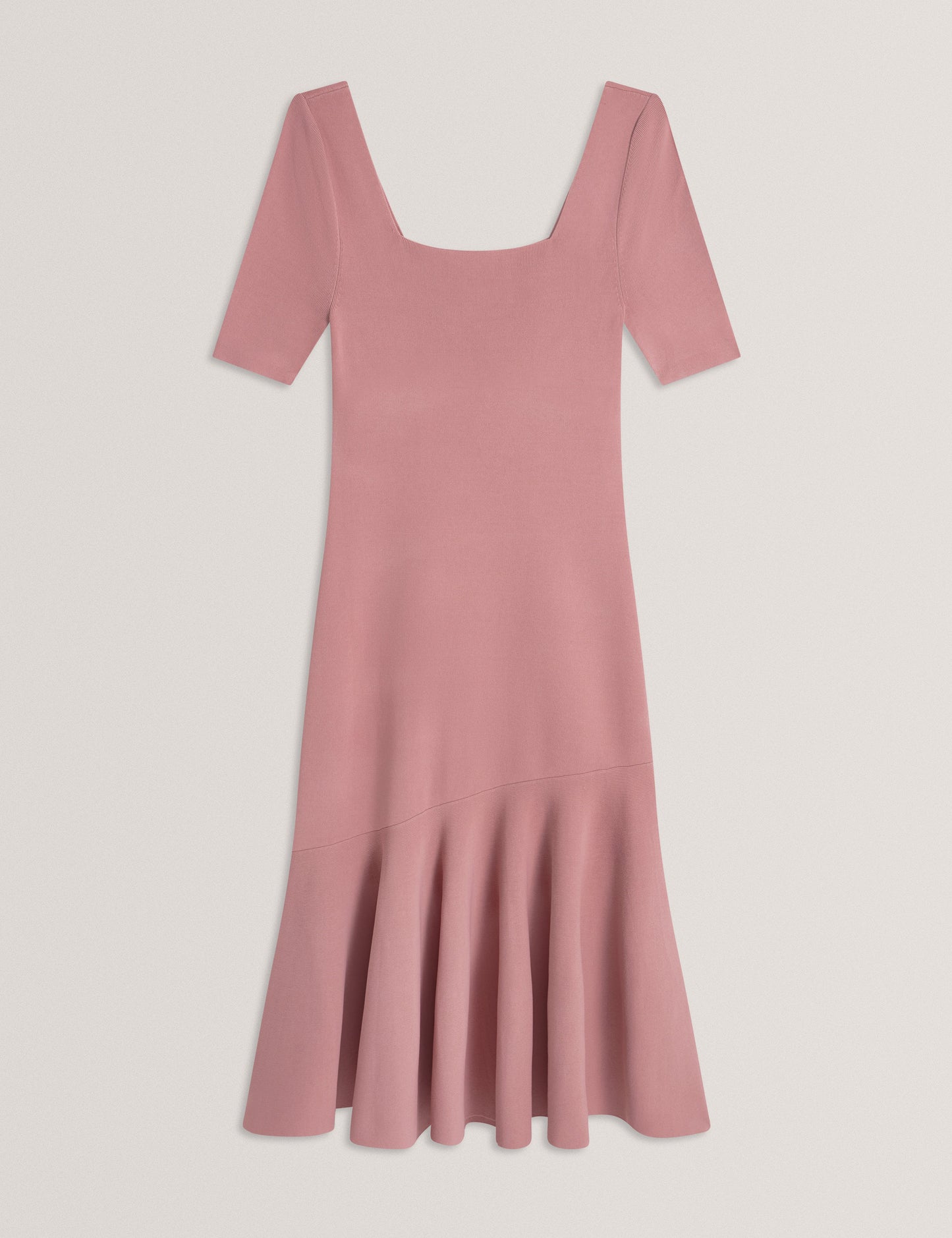 Women's MIYHAA-Knitted Flippy Skirt Sleeveless Midi Dress Mid-Pink