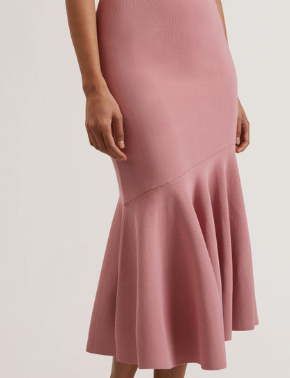 Women's MIYHAA-Knitted Flippy Skirt Sleeveless Midi Dress Mid-Pink