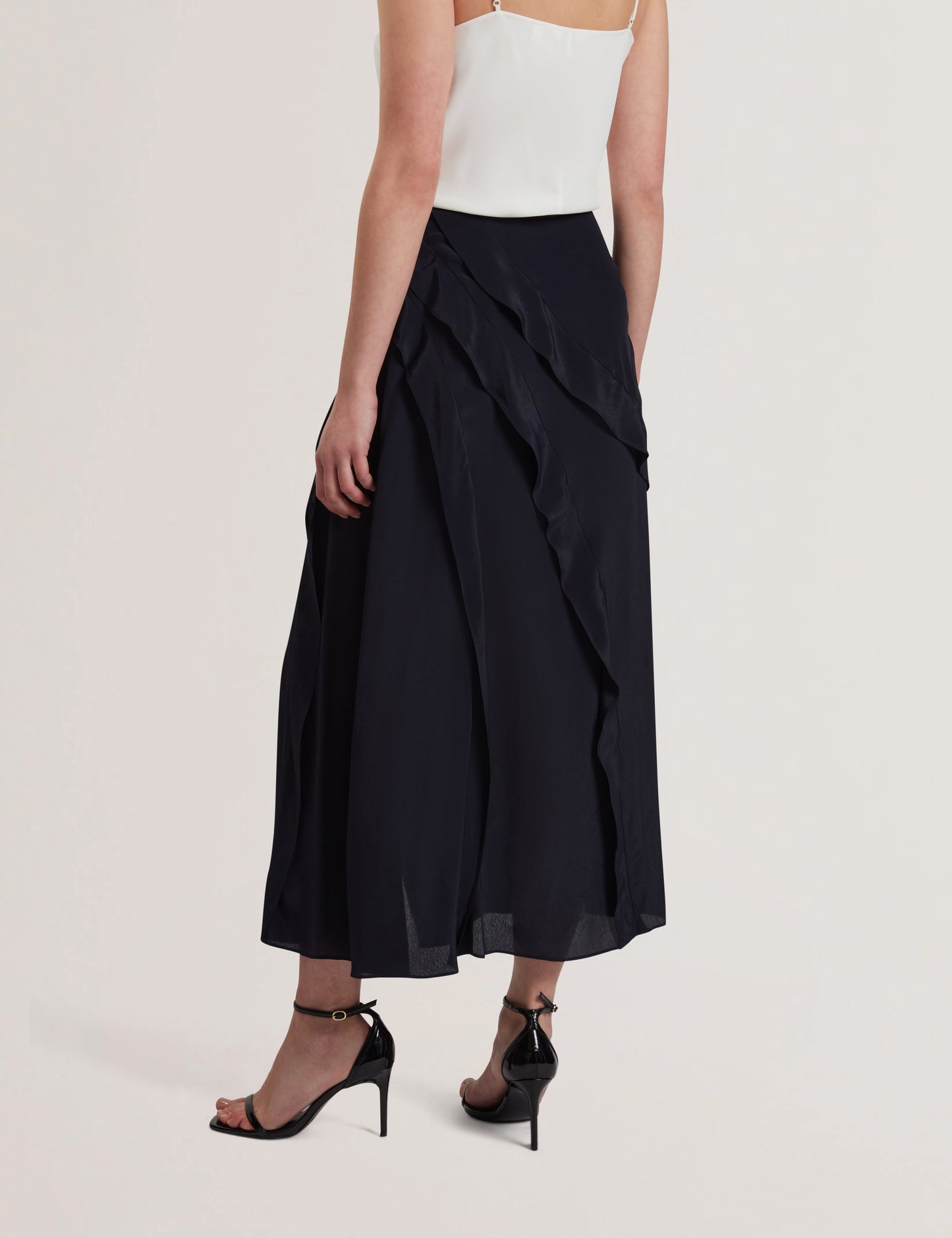 Women's OLWANI-Frill Detail Midi Skirt Navy