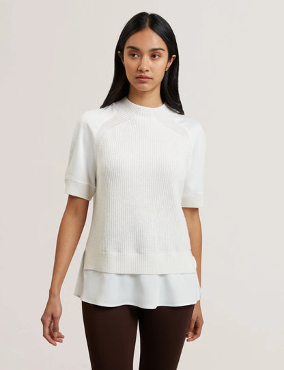 Womens ONZAA-Woven Detailed Raglan Short Sl