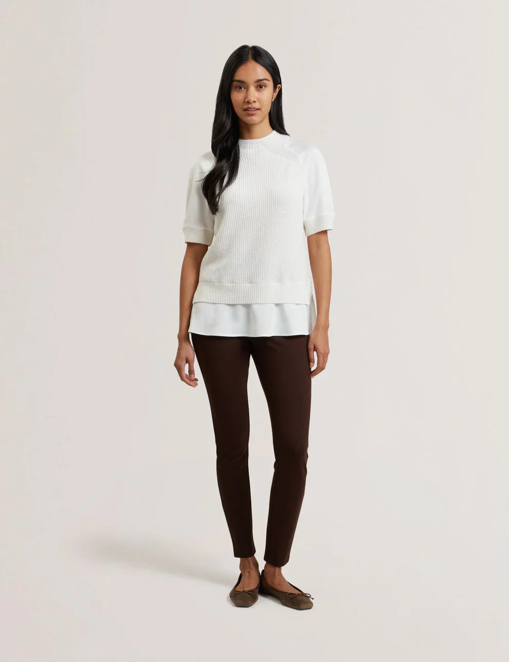 Womens ONZAA-Woven Detailed Raglan Short Sl