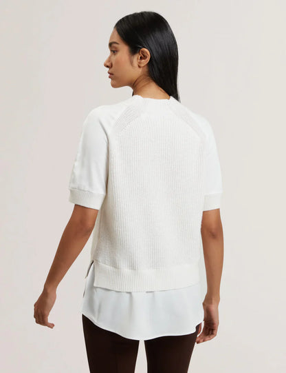Womens ONZAA-Woven Detailed Raglan Short Sl