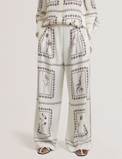 Women's ORNITHA-Linen Silk Wide Leg Trouser Ivory