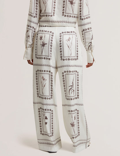 Women's ORNITHA-Linen Silk Wide Leg Trouser Ivory