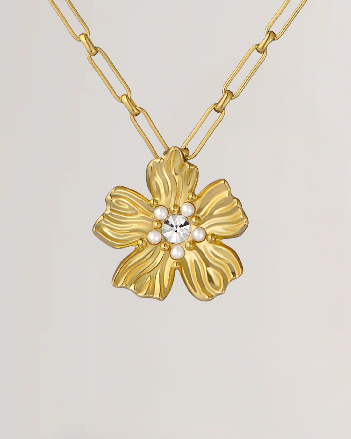Women's PETRICE: Flower Statement Crystal Pendant Necklace