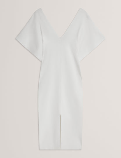 Women's REBEXXA-V-Neck Knitted Midi Dress Ivory