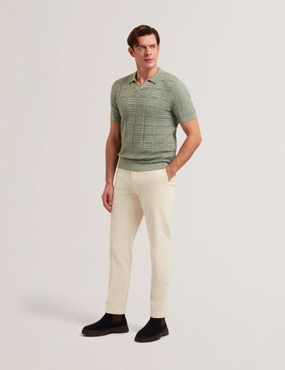 Men's RUZZA-SS Open Neck Textured Polo Green