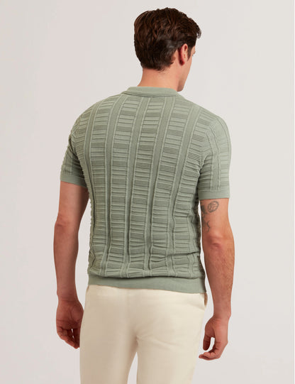 Men's RUZZA-SS Open Neck Textured Polo Green
