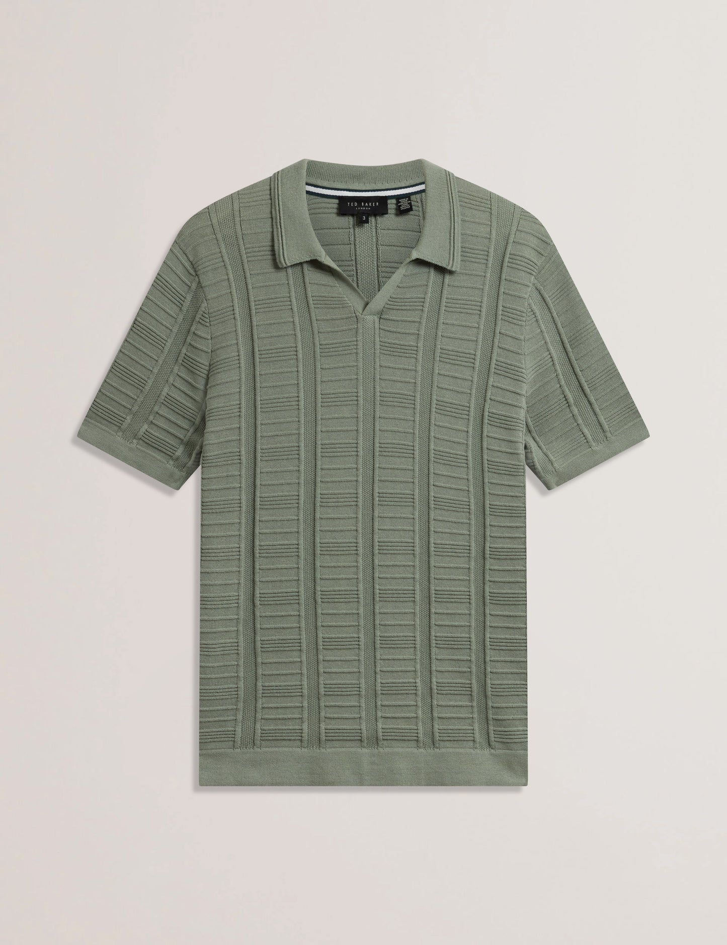 Men's RUZZA-SS Open Neck Textured Polo Green