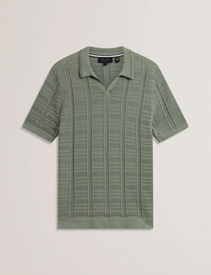 Men's RUZZA-SS Open Neck Textured Polo Green