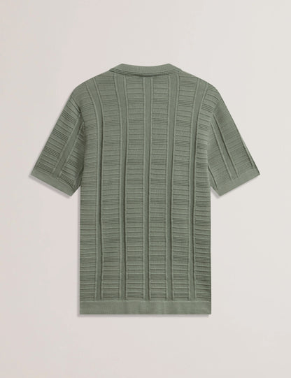 Men's RUZZA-SS Open Neck Textured Polo Green