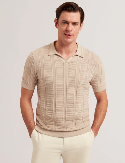 Men's RUZZA-SS Open Neck Textured Polo