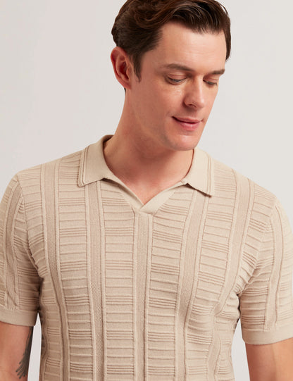 Men's RUZZA-SS Open Neck Textured Polo
