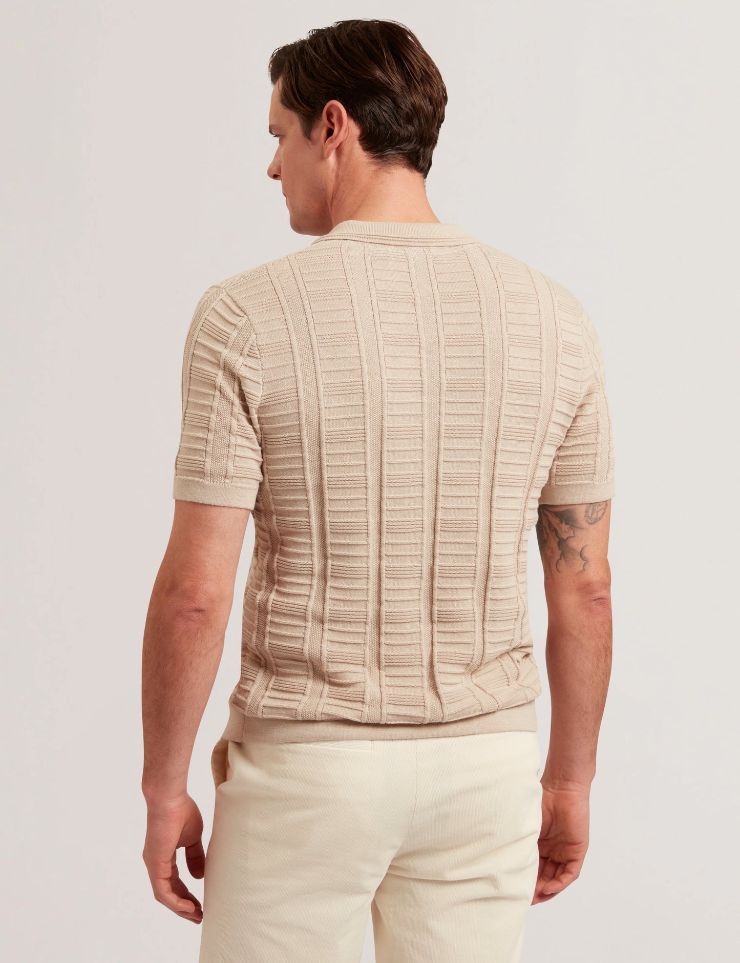 Men's RUZZA-SS Open Neck Textured Polo