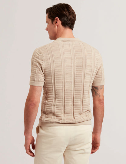 Men's RUZZA-SS Open Neck Textured Polo