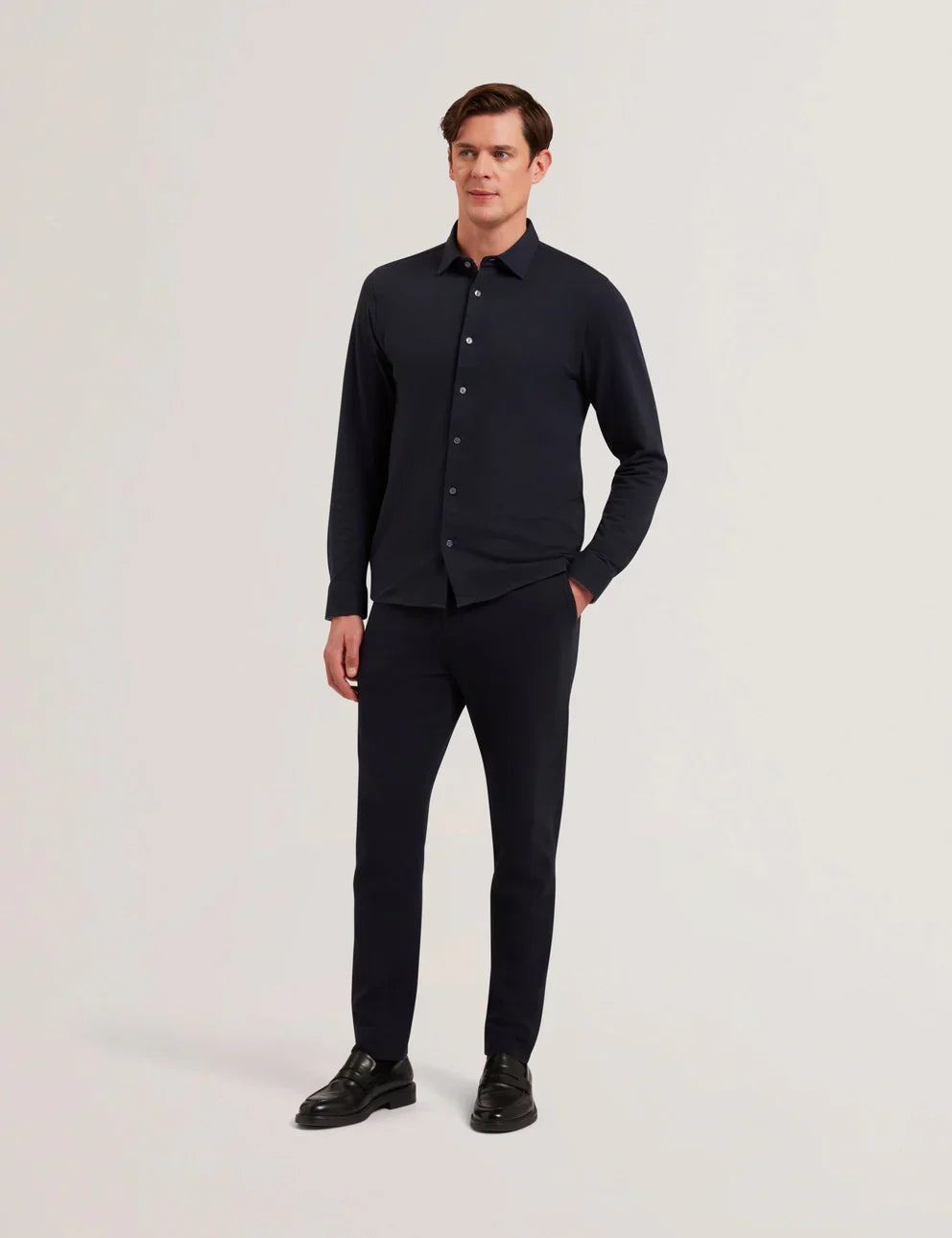 Men's LUCKEY-LS Regular Cotton Pique Jersey Navy
