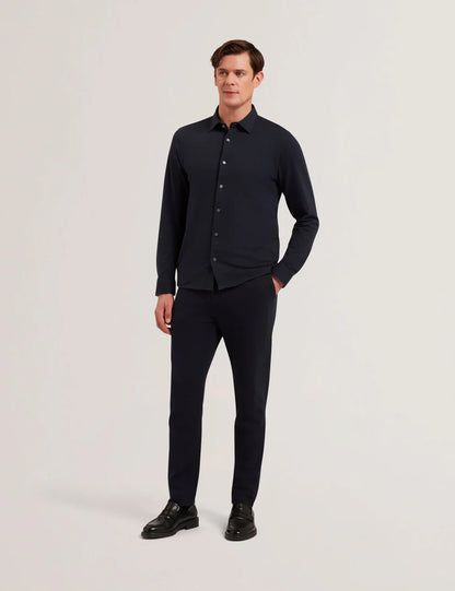 Men's LUCKEY-LS Regular Cotton Pique Jersey Navy