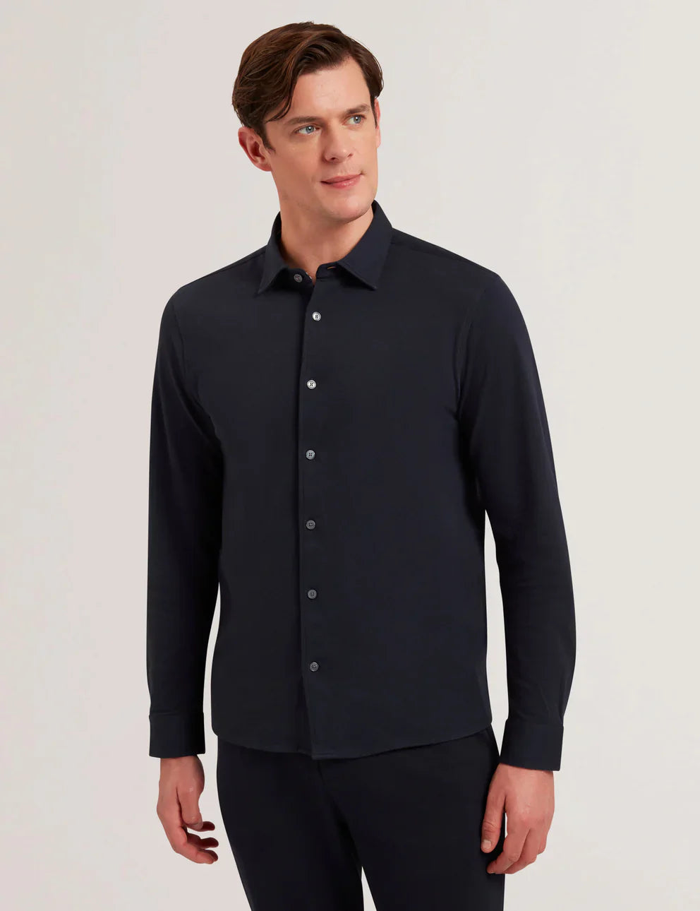 Men's LUCKEY-LS Regular Cotton Pique Jersey Navy