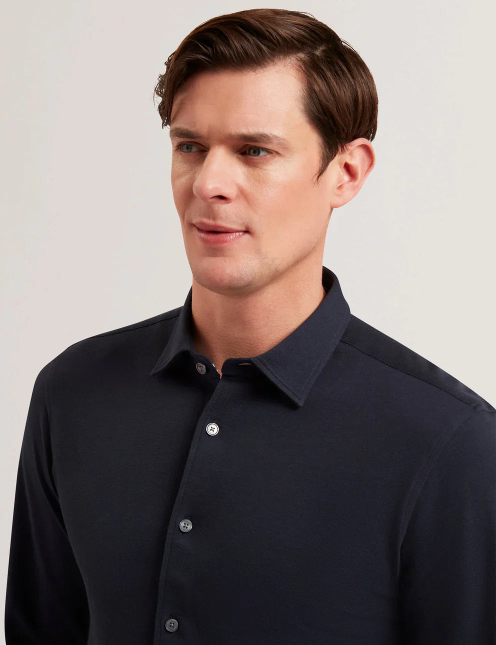 Men's LUCKEY-LS Regular Cotton Pique Jersey Navy