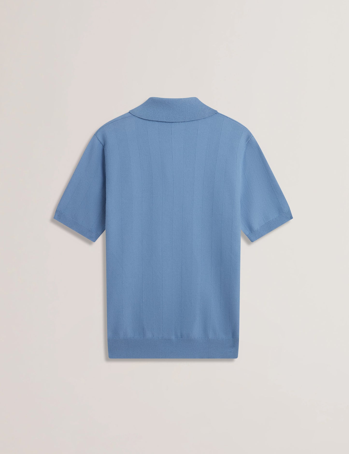 Mens FOURD-SS Herringbone Stitch Zip Polo Blue