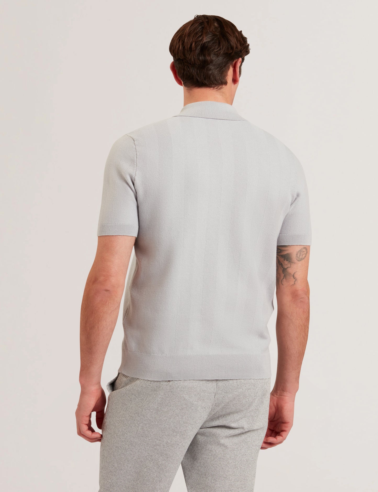 Mens FOURD-SS Herringbone Stitch Zip Polo