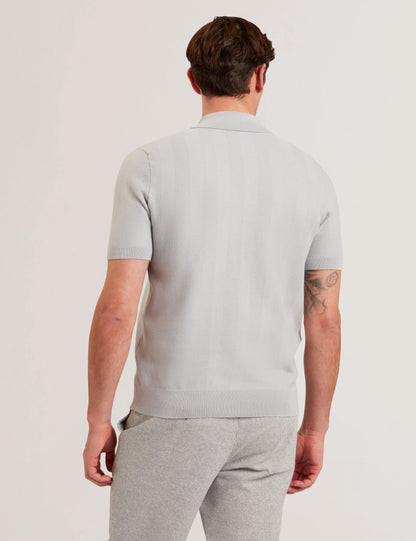 Mens FOURD-SS Herringbone Stitch Zip Polo