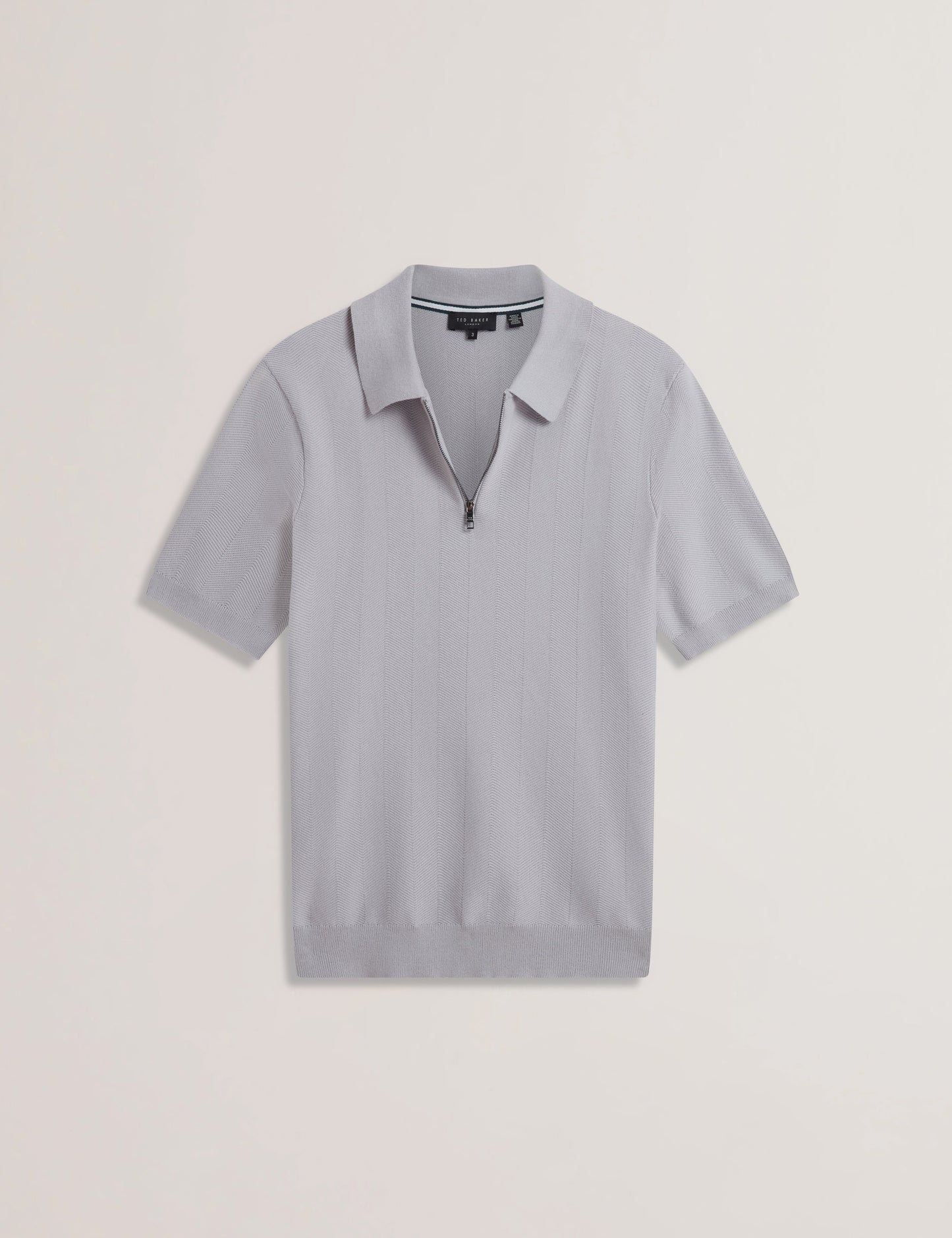 Mens FOURD-SS Herringbone Stitch Zip Polo