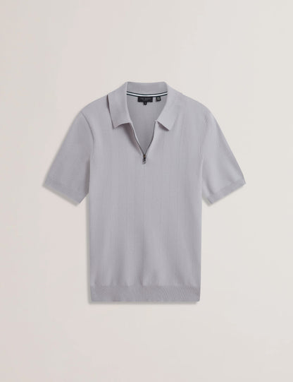 Mens FOURD-SS Herringbone Stitch Zip Polo