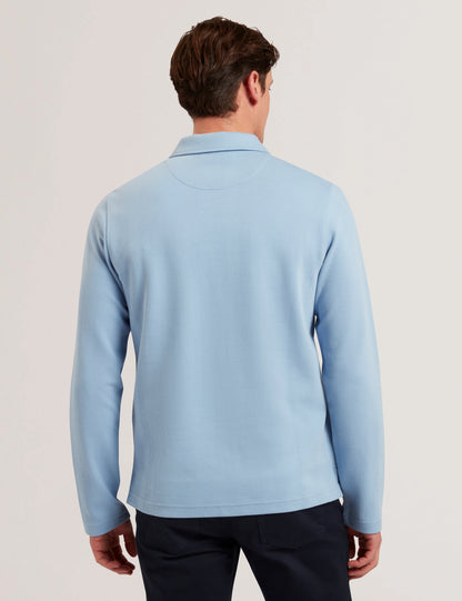 Men's KALEND-LS Zip Herringbone Polo Blue