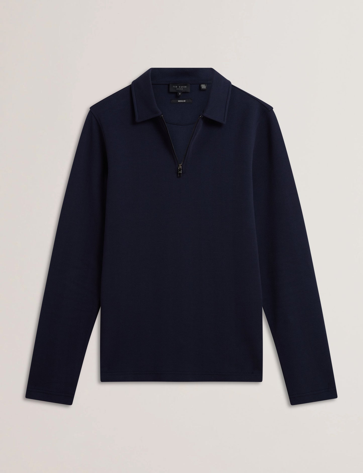 Men's KALEND-LS Zip Herringbone Polo Navy