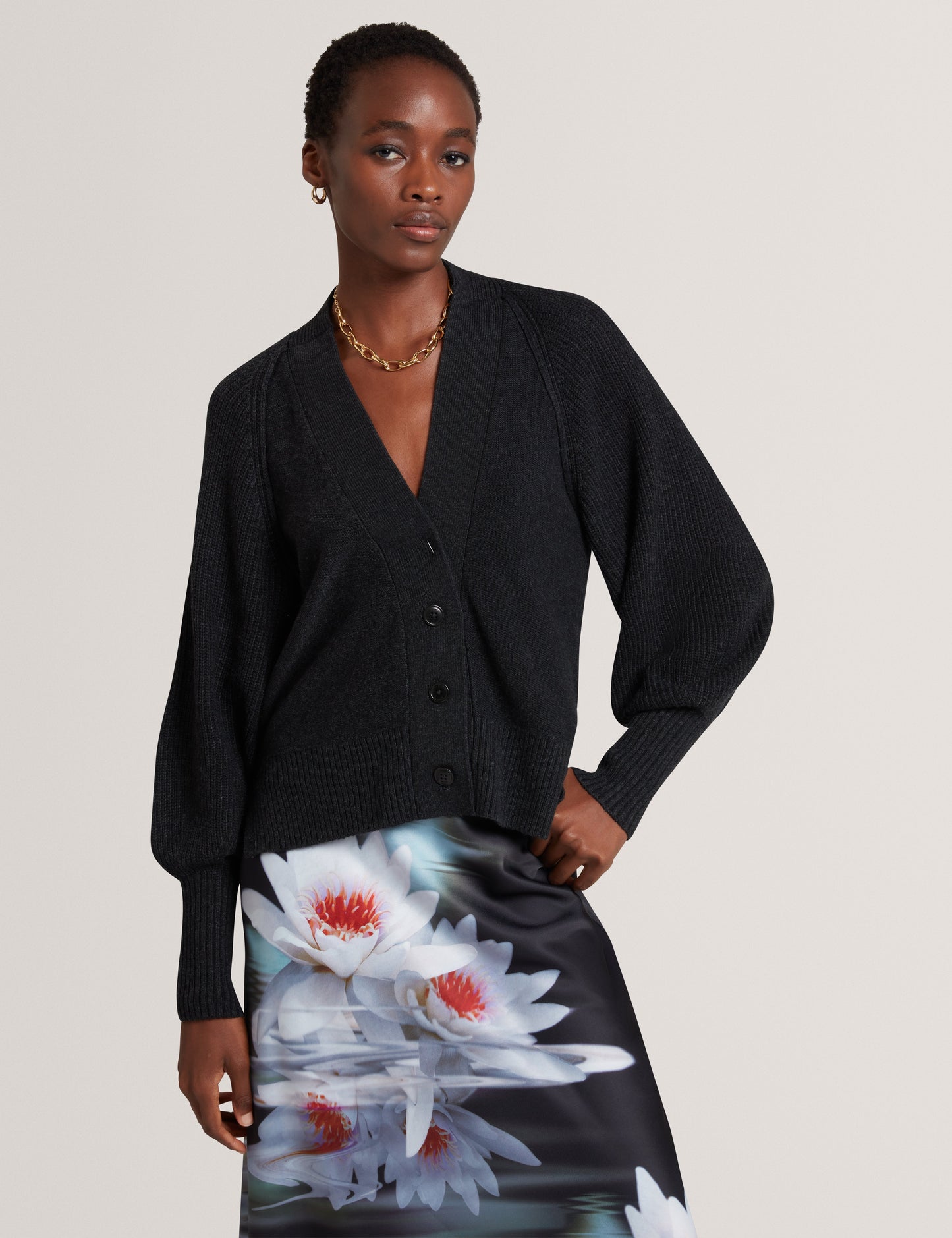 MALLEE: V Neck Boxy Fit Cardigan