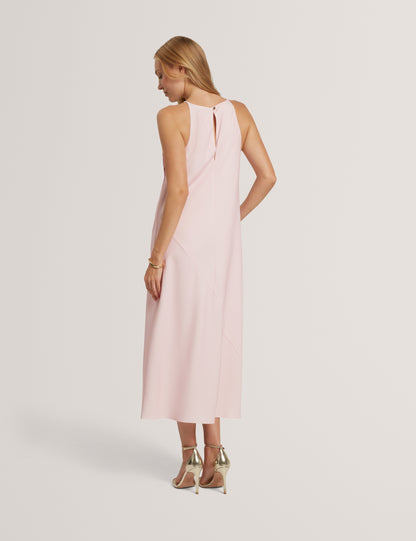 LOWELA: Floral Print Halter Neck Midi Dress