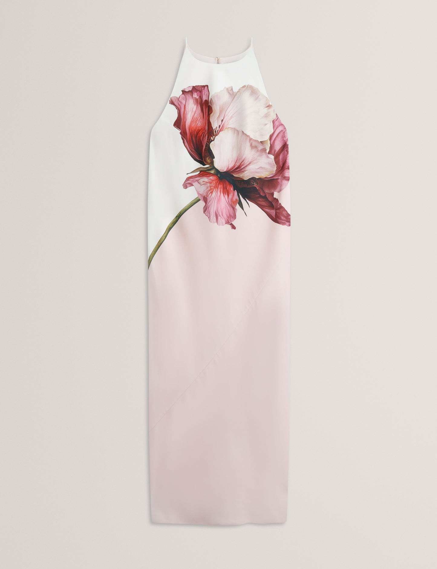 LOWELA: Floral Print Halter Neck Midi Dress