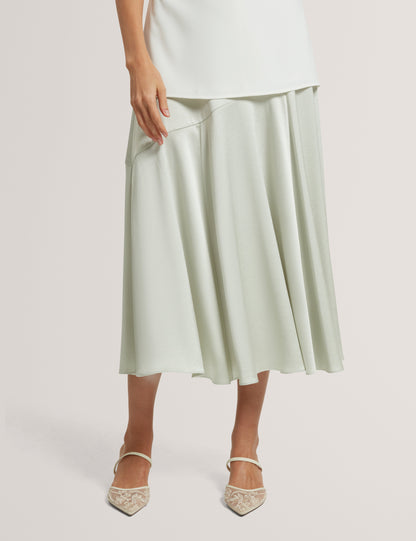 HARLAH: Midi Skirt With Diagonal Seam Detail