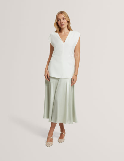 HARLAH: Midi Skirt With Diagonal Seam Detail