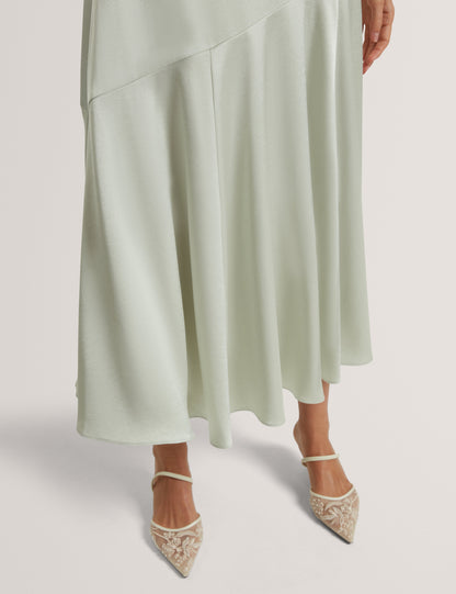 HARLAH: Midi Skirt With Diagonal Seam Detail