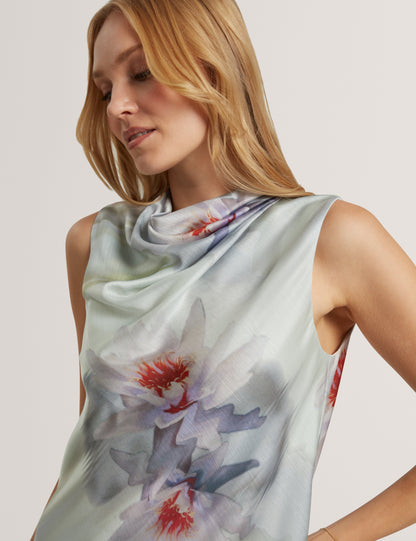 KEELYNN: Printed Drape Neck Top