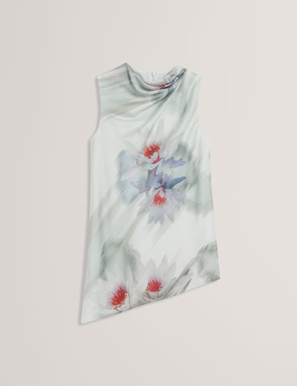 KEELYNN: Printed Drape Neck Top