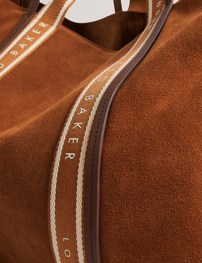 LAURREL: Suede Webbing Detail Large Shopper