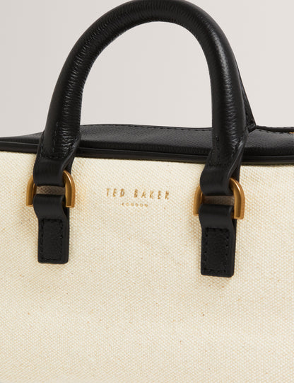 LAURALY: Elongated Canvas Boxy Top Handle Bag