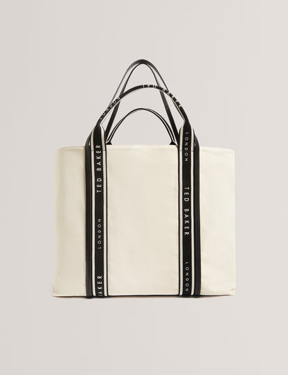LAURINE: Canvas Webbing Detail Large Shopper