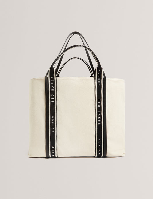 LAURINE: Canvas Webbing Detail Large Shopper